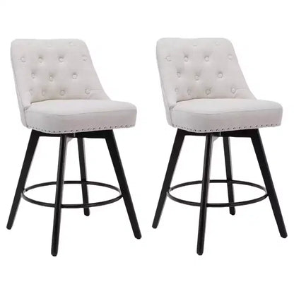 Modern Swivel Bar Stools Set of 2, Upholstered, Footrest, Backrest and Metal Legs, Modern Counter Height Barstools for Bar, Kitchen Island