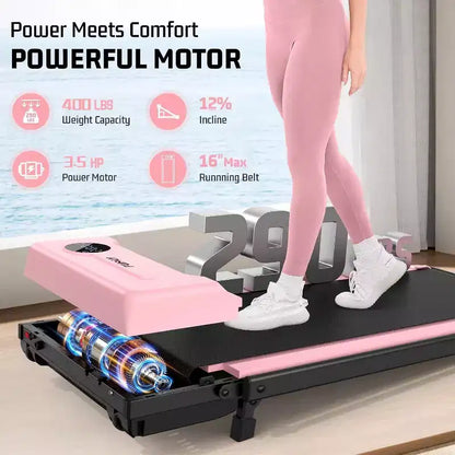 KRISRATE 3.5HP Walking Pad Treadmill with Handle Bar & Shock Absorption, Foldable Treadmills for Home, Under Desk Compact Walking Pad