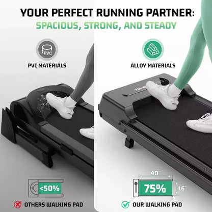 KRISRATE 3.5HP Walking Pad Treadmill with Handle Bar & Shock Absorption, Foldable Treadmills for Home, Under Desk Compact Walking Pad