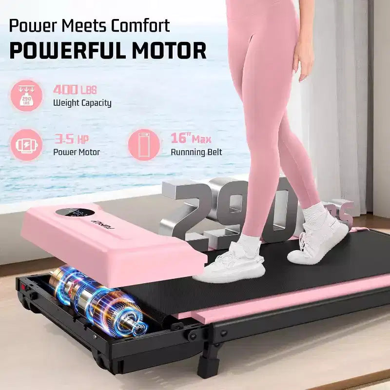 KRISRATE 3.5HP Walking Pad Treadmill with Handle Bar & Shock Absorption, Foldable Treadmills for Home, Under Desk Compact Walking Pad