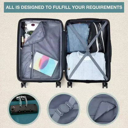 Valise cabine rigide extensible de 24 pouces avec roues pivotantes, valise cabine rigide avec serrure TSA, valise rigide légère