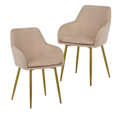 GDFStudio Vesper Chaises de salle à manger modernes rembourrées en velours avec pieds en métal doré (lot de 2)