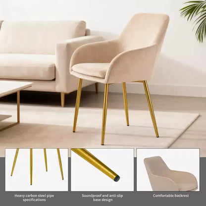 GDFStudio Vesper Chaises de salle à manger modernes rembourrées en velours avec pieds en métal doré (lot de 2)
