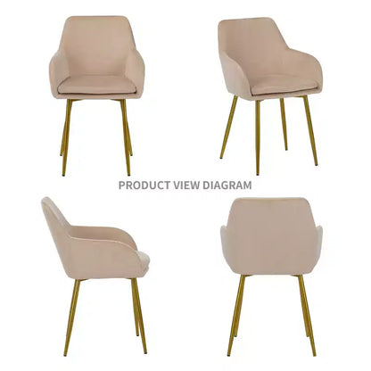 GDFStudio Vesper Chaises de salle à manger modernes rembourrées en velours avec pieds en métal doré (lot de 2)