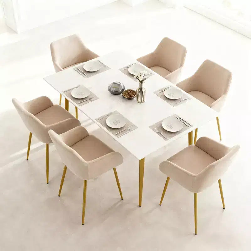 GDFStudio Vesper Chaises de salle à manger modernes rembourrées en velours avec pieds en métal doré (lot de 2)