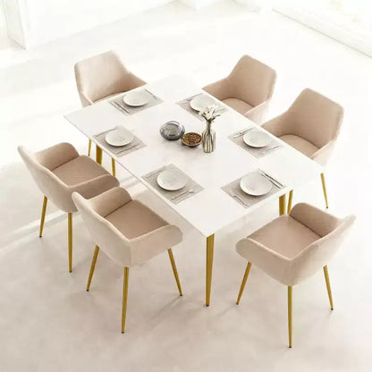 GDFStudio Vesper Chaises de salle à manger modernes rembourrées en velours avec pieds en métal doré (lot de 2)