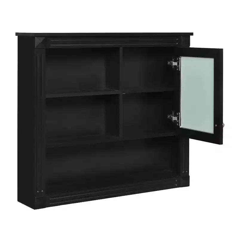 FAMYYT Armoire de toilette rectangulaire en MDF avec miroir, 32 po L x 28 po H, 5 étagères amovibles, charnières à fermeture douce