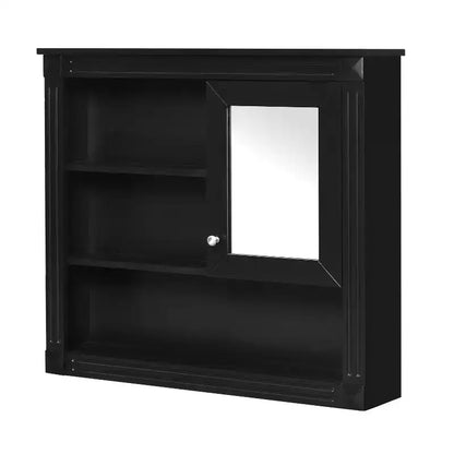 FAMYYT Armoire de toilette rectangulaire en MDF avec miroir, 32 po L x 28 po H, 5 étagères amovibles, charnières à fermeture douce