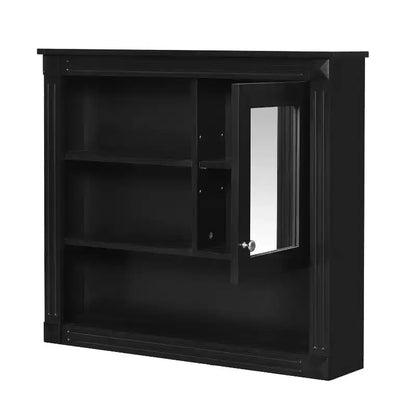FAMYYT Armoire de toilette rectangulaire en MDF avec miroir, 32 po L x 28 po H, 5 étagères amovibles, charnières à fermeture douce