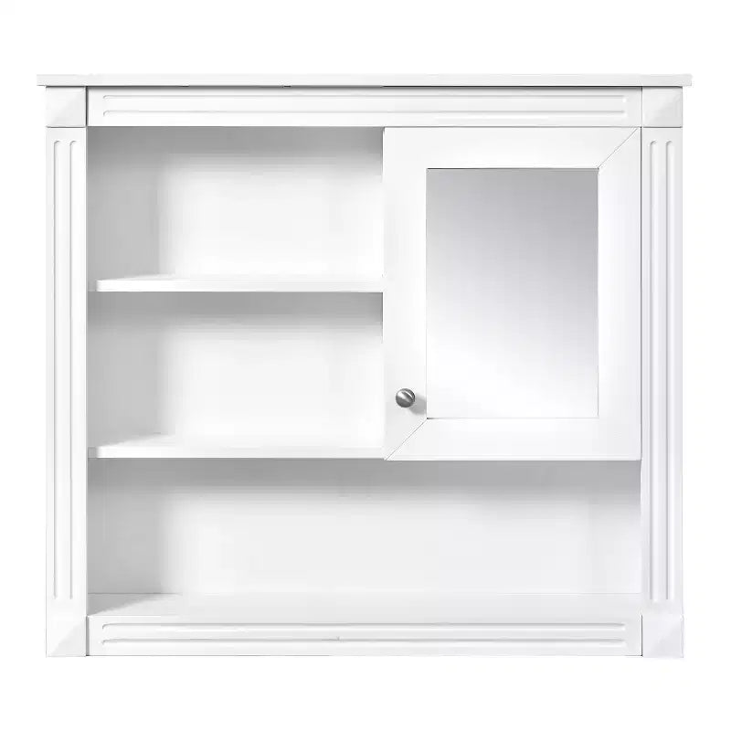 FAMYYT Armoire de toilette rectangulaire en MDF avec miroir, 32 po L x 28 po H, 5 étagères amovibles, charnières à fermeture douce