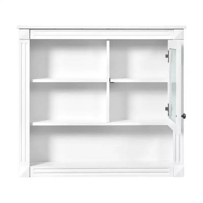 FAMYYT Armoire de toilette rectangulaire en MDF avec miroir, 32 po L x 28 po H, 5 étagères amovibles, charnières à fermeture douce