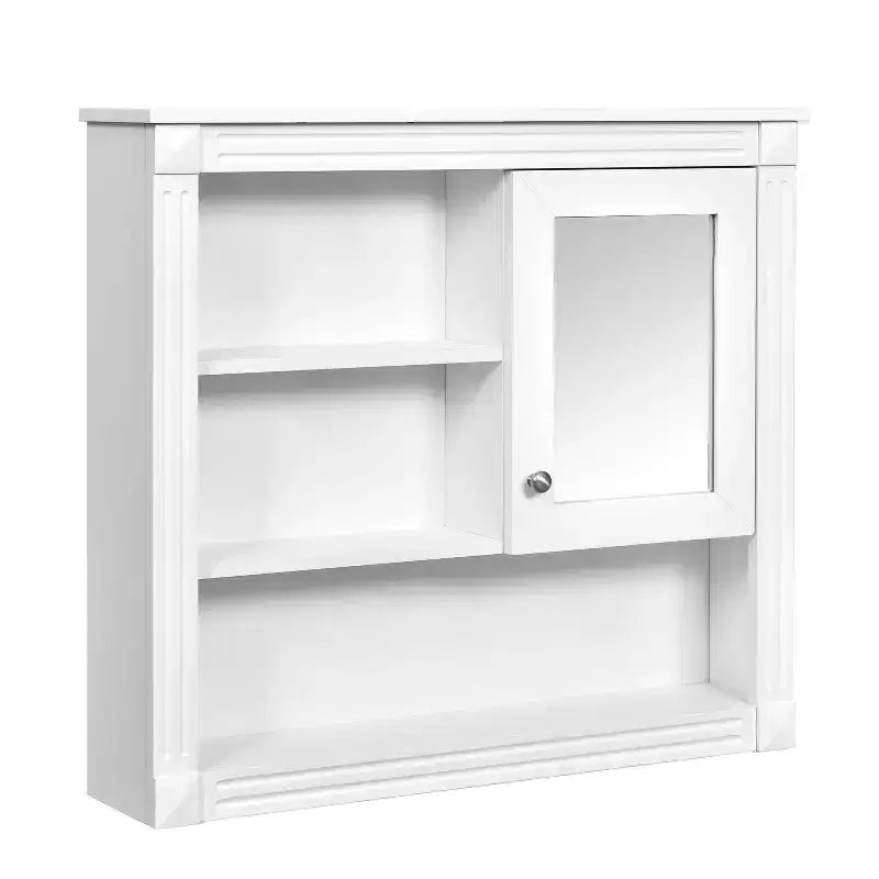 FAMYYT Armoire de toilette rectangulaire en MDF avec miroir, 32 po L x 28 po H, 5 étagères amovibles, charnières à fermeture douce