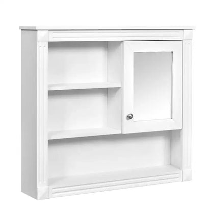 FAMYYT Armoire de toilette rectangulaire en MDF avec miroir, 32 po L x 28 po H, 5 étagères amovibles, charnières à fermeture douce