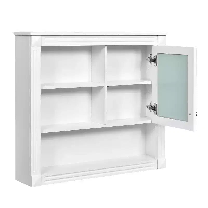 FAMYYT Armoire de toilette rectangulaire en MDF avec miroir, 32 po L x 28 po H, 5 étagères amovibles, charnières à fermeture douce