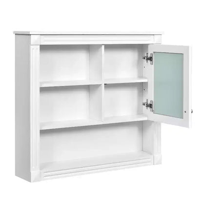FAMYYT Armoire de toilette rectangulaire en MDF avec miroir, 32 po L x 28 po H, 5 étagères amovibles, charnières à fermeture douce