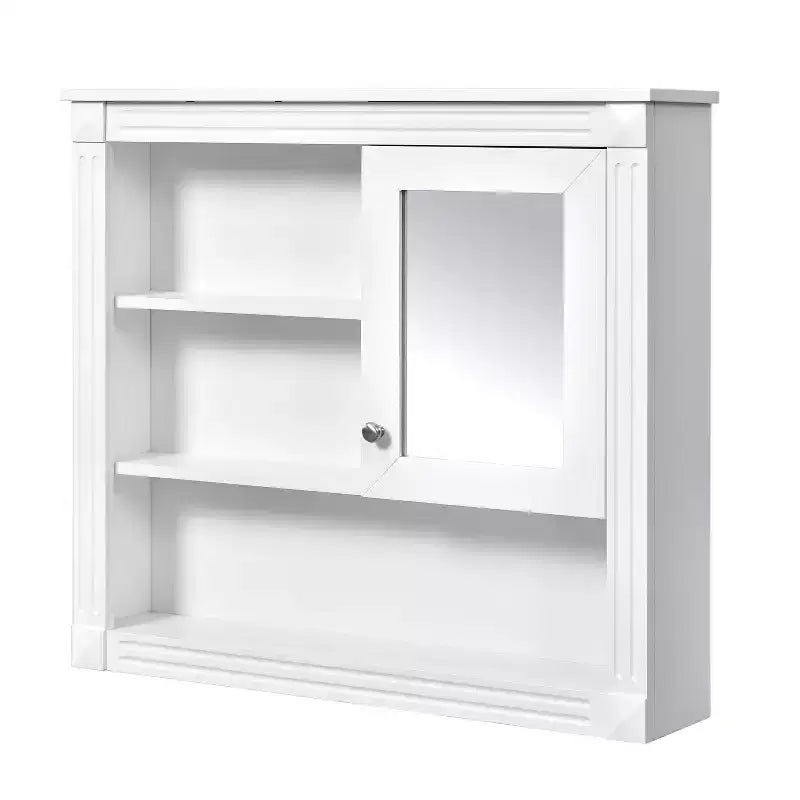 FAMYYT Armoire de toilette rectangulaire en MDF avec miroir, 32 po L x 28 po H, 5 étagères amovibles, charnières à fermeture douce