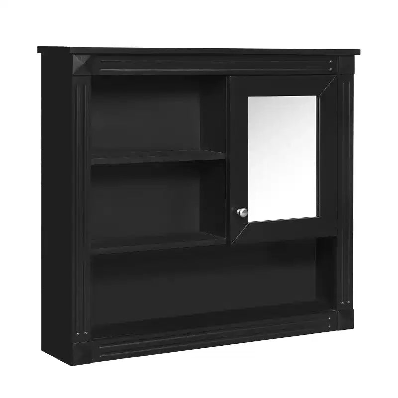 FAMYYT Armoire de toilette rectangulaire en MDF avec miroir, 32 po L x 28 po H, 5 étagères amovibles, charnières à fermeture douce