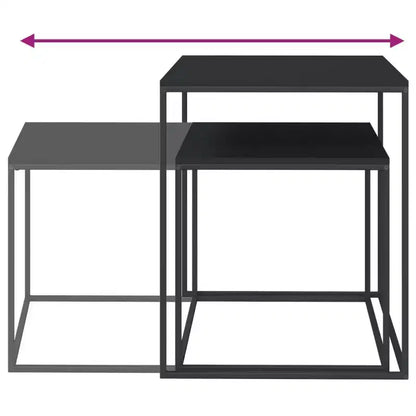 vidaXL Coffee Table Set Set of 2 Black and brown Engineered wood and iron