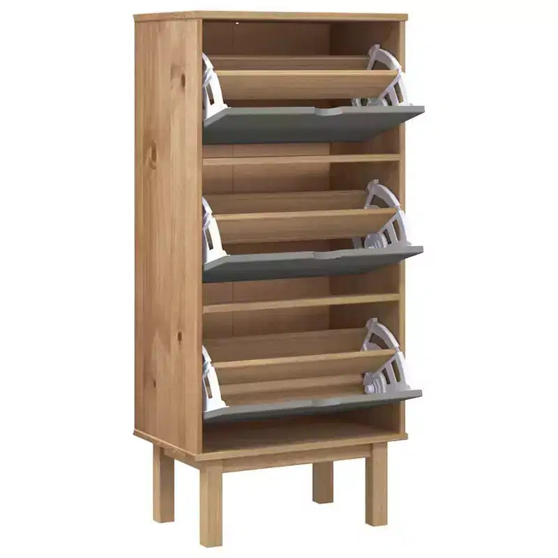 vidaXL Meuble à chaussures en pin massif marron Meuble à chaussures de taille moyenne