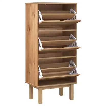vidaXL Meuble à chaussures en pin massif marron Meuble à chaussures de taille moyenne