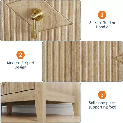 Acekool 54 6-Drawer Fluted Dresser, Modern Wide Storage Chest with Deep Drawers and Anti-Tip Kit