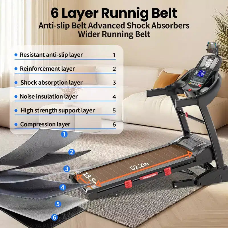 5HP Foldable Treadmill for Home w/ 20% Auto Incline,400lb Capacity, 12MPH Portable Running Walking Treadmill,71 Programs, Personalized Workout w/ APP