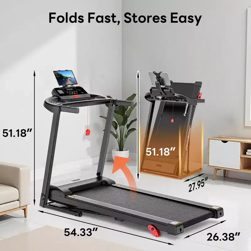 Treadmill with Incline for Home, 3-in-1 Folding Treadmill with 300LBS Capacity, 7.5MPH, 16''Wide Belt, 64 Programs, Knee Support