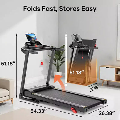Treadmill with Incline for Home, 3-in-1 Folding Treadmill with 300LBS Capacity, 7.5MPH, 16''Wide Belt, 64 Programs, Knee Support