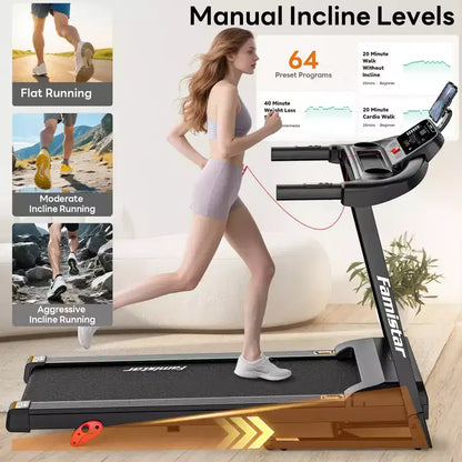 Treadmill with Incline for Home, 3-in-1 Folding Treadmill with 300LBS Capacity, 7.5MPH, 16''Wide Belt, 64 Programs, Knee Support