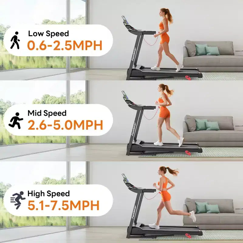 Treadmill with Incline for Home, 3-in-1 Folding Treadmill with 300LBS Capacity, 7.5MPH, 16''Wide Belt, 64 Programs, Knee Support
