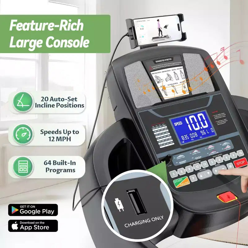 300 lb Capacity Treadmills Clearance, 4.5 HP Electric Folding Treadmill on Sale with Incline for Running & Walking at Home Gym