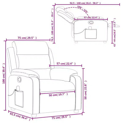 vidaXL Massage Recliner Chair Adjustable Reclining Armchair Black Faux Leather - Manual Push Back