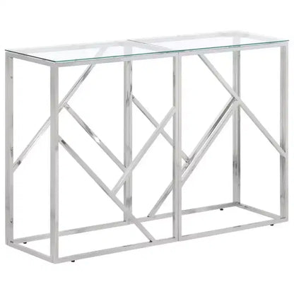 vidaXL Console Table Hallway Living Room Stainless Steel and Tempered Glass