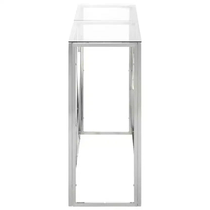 vidaXL Console Table Hallway Living Room Stainless Steel and Tempered Glass