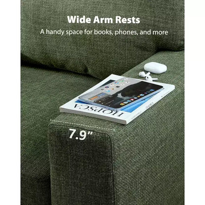 40 In Modern Deep-Seated Wide-Arm Single Sofa, Living Room Single Sofa, Comfortable Single Sofa with a Maximum Weight Capacity of 300 lbs, Green