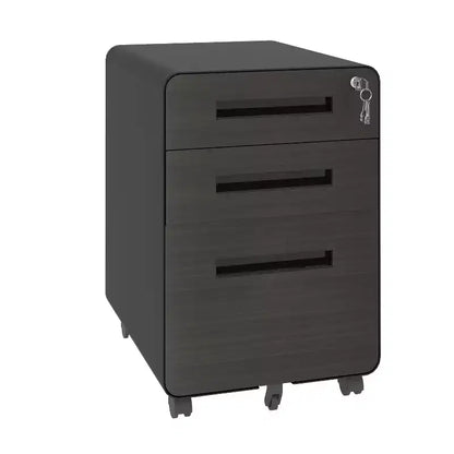 VIYET 23H Mobile File Cabinet with Lock - All-Steel Fully Assembled, Anti-Tip Design & Locking Casters, Fits A4/Letter, for Home/Office (Black)