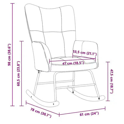 vidaXL Rocking Chair Accent Side Chair Padded Seat for Living Room Velvet - Blue Without footrest
