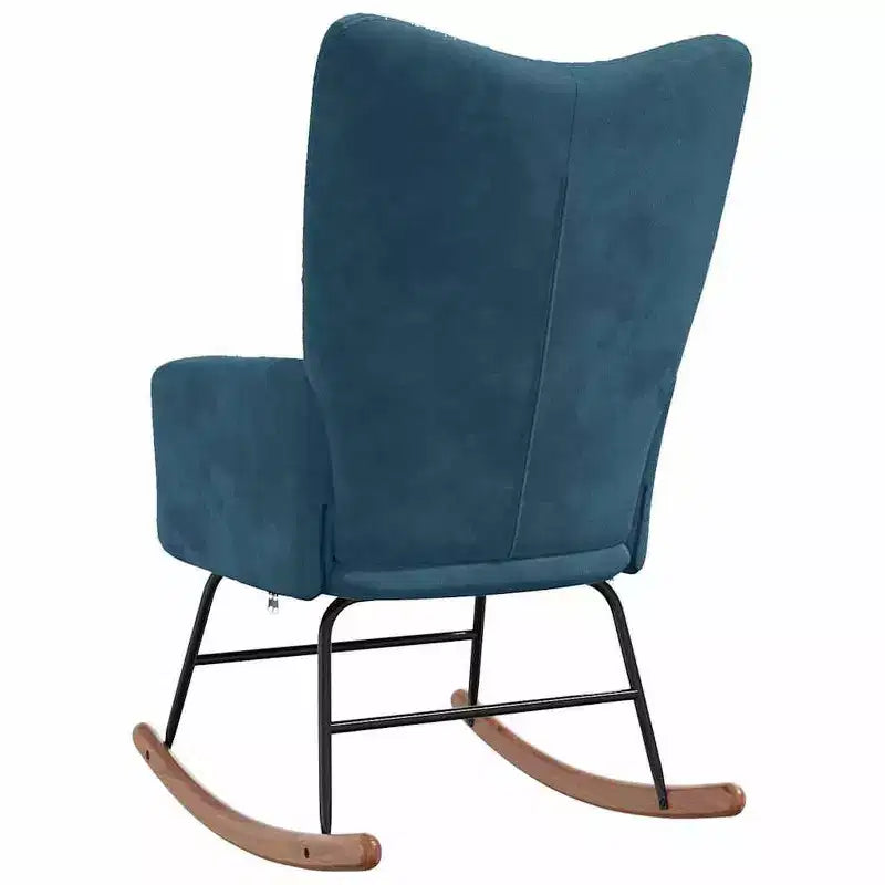 vidaXL Rocking Chair Accent Side Chair Padded Seat for Living Room Velvet - Blue Without footrest