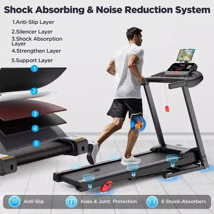 3.5HP Folding Electric Motorized Treadmill with Bluetooth Speaker