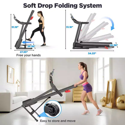 3.5HP Folding Electric Motorized Treadmill with Bluetooth Speaker