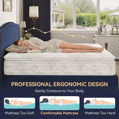 Sailvan 13 Inch Hybrid Mattress, Gel Memory Foam Hybrid Mattress with Fabric Pocket Spring Mattress in a Box