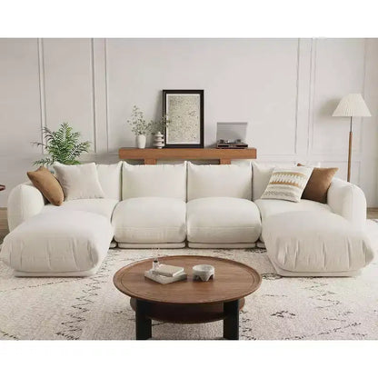 Oversized Cloud Couch Sectional: U-Shape Modular Sofa in Chenille, Deep Boneless Seat Design