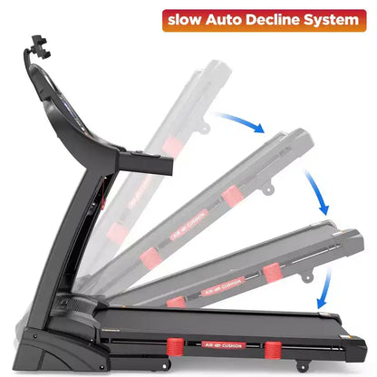 4.75HP Foldable Treadmill, 300lb Capacity,20% Auto Incline, Smart APP w/ Virtual Running Walking,64+3+3+1 Programs,12MPH, Portable Treadmill for Home
