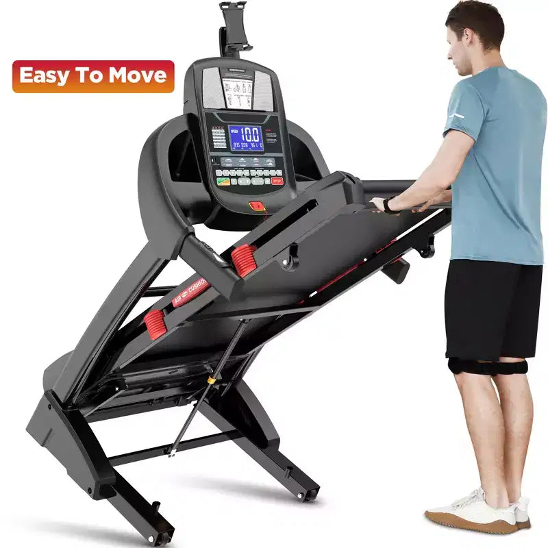 4.75HP Foldable Treadmill, 300lb Capacity,20% Auto Incline, Smart APP w/ Virtual Running Walking,64+3+3+1 Programs,12MPH, Portable Treadmill for Home