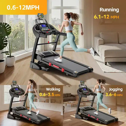 20% Incline Treadmill for Home, 400lbs Capacity Folding Treadmill, 5.0 HP Running Machine, 18 Wide Belt