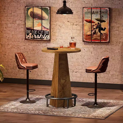 Lantine Bar Table, 37.4 High Round Pub Table for Small Bars, Dining Room, Kitchen, Wood Color (Only Table)