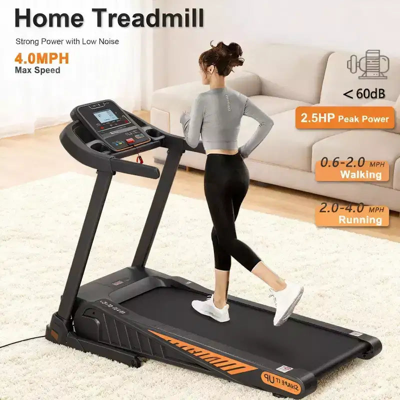 Home Exercise Walking Pad Under Desk Treadmill with 8% Incline, Portable Compact Design for Small Spaces, Quiet Motor for Home & Office Use