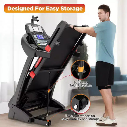 5.0HP Folding Treadmill for Home Office w/ 20Auto Incline, 300lbs Capacity Treadmill, 12MPH Fast Speed, 71 Programs, APP Enabled for Running Walking