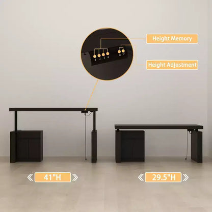 Famapy Bureau d'ordinateur réglable en hauteur avec armoire de rangement et tiroir intégrés