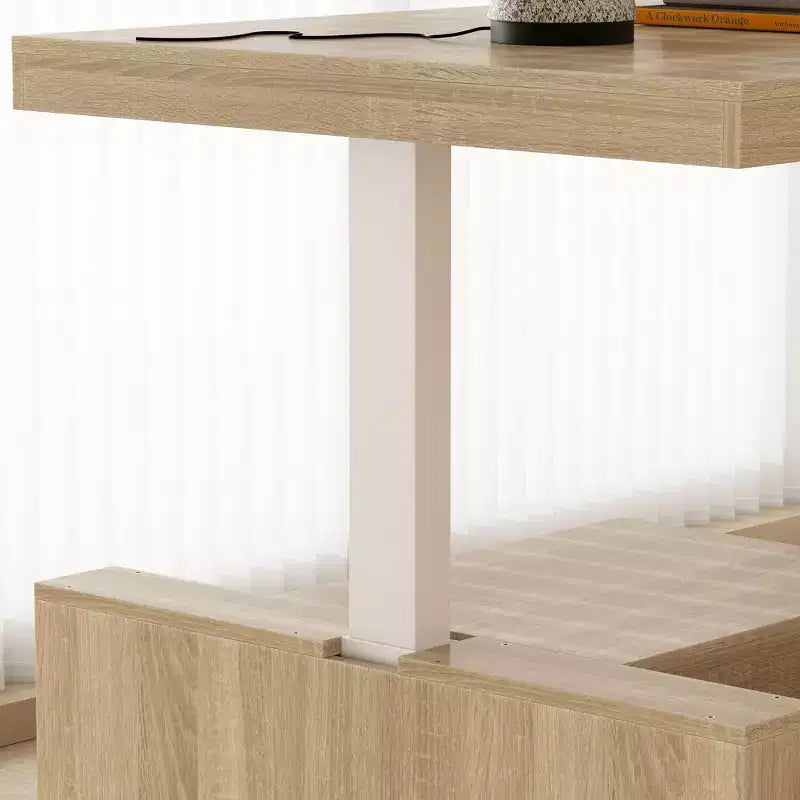 Famapy Bureau d'ordinateur réglable en hauteur avec armoire de rangement et tiroir intégrés